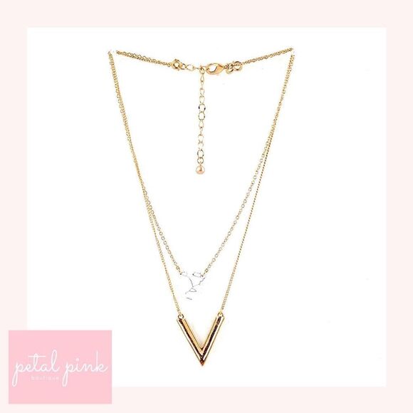 DETACHABLE - 2 Necklaces - Boho Chic Goldtone Layered Acrylic Trending - Picture 7 of 9